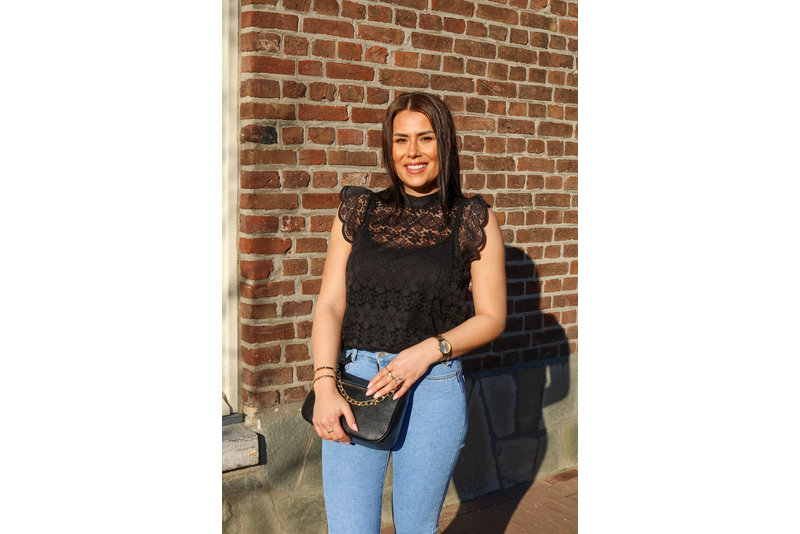 Blond lace top zwart