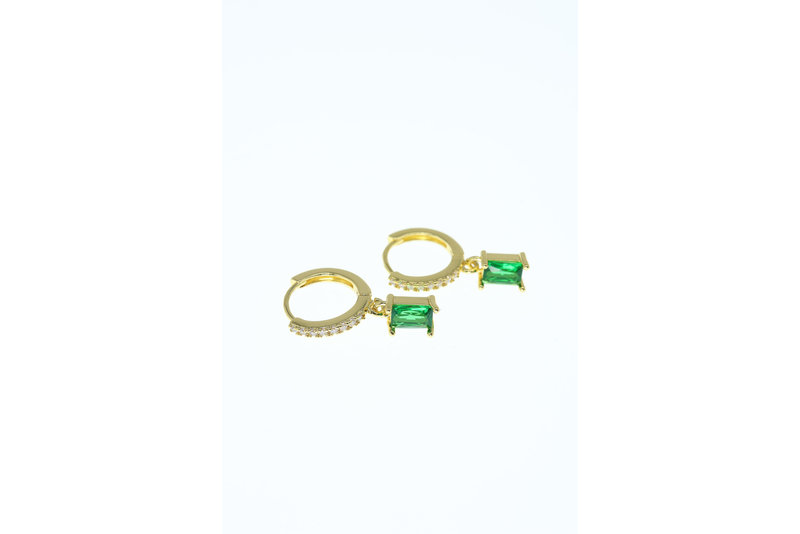Oorbel square zircoin green