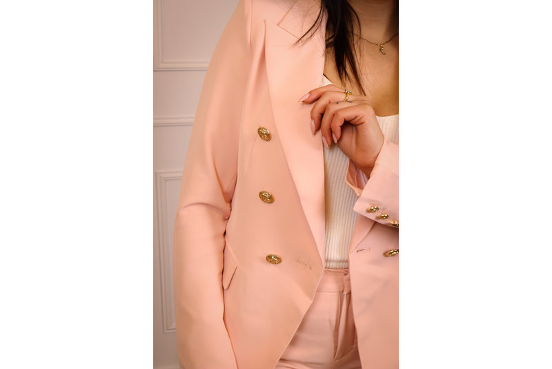 blazer gold button roze