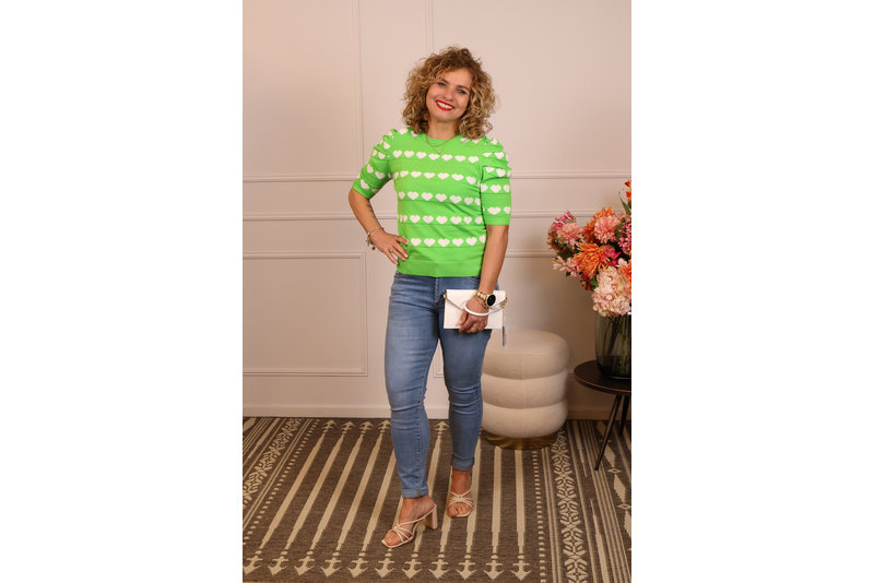 Heart top puffer sleeve groen