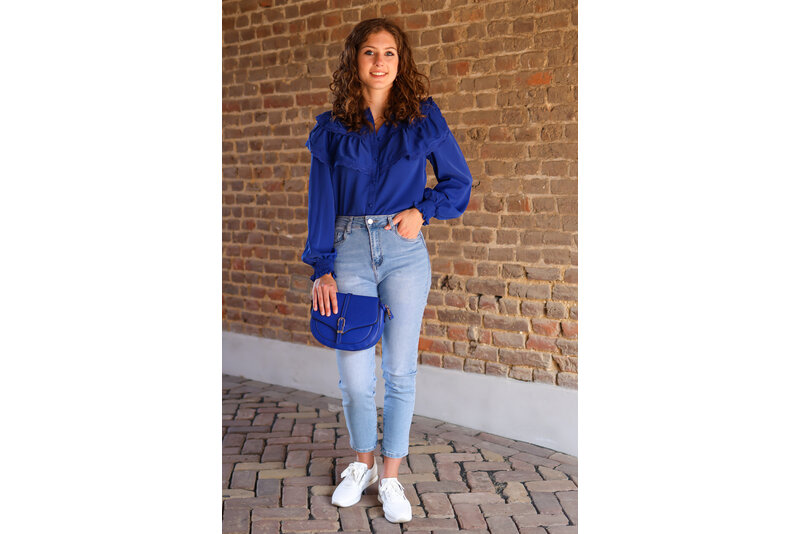 lammy blouse rufle blauw