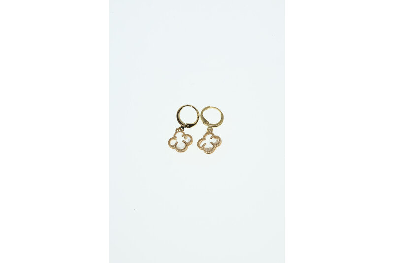 Gouden bloem oorbel wit