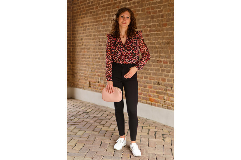 blouse volant roze