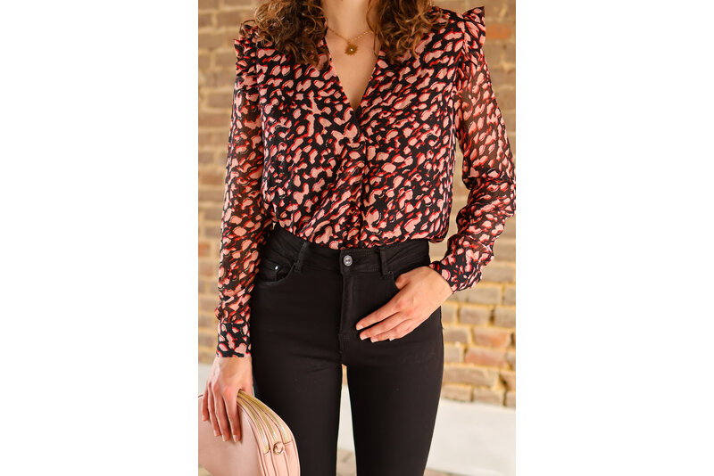 blouse volant roze