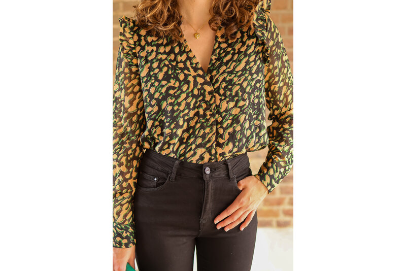 blouse volant groen