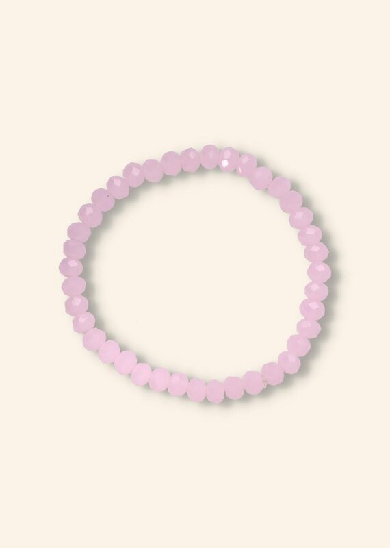 J&J Crystal armband sweet pink 6 en 8 mm dikte