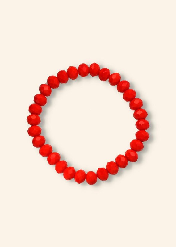 J&J Crystal armband bright red 8mm dikte