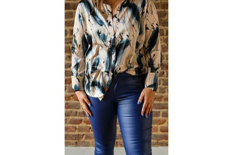 Oversized print blouse Blauw
