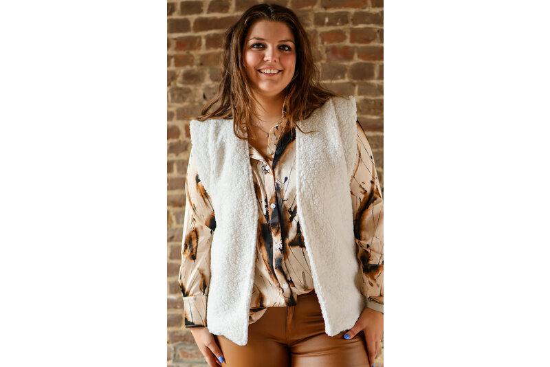Teddy gilet waistband off white
