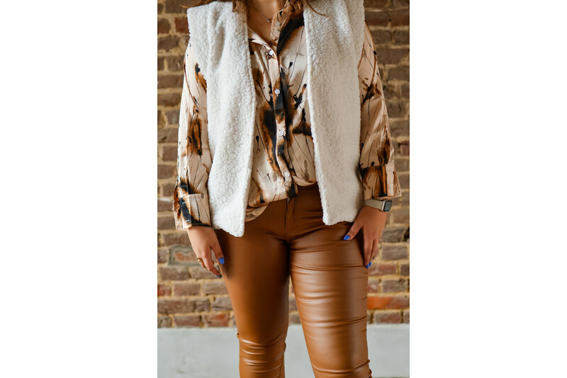 Teddy gilet waistband off white