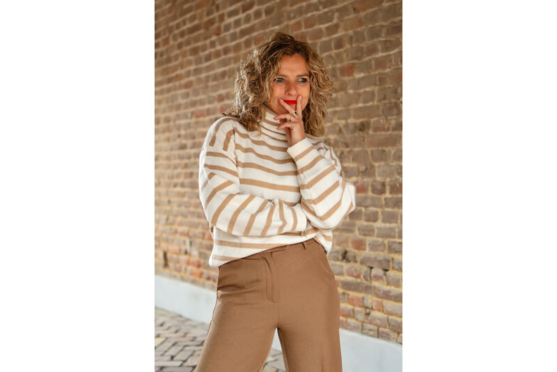 Stripe turtle neck knitted
