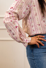 Embroided flower blouse pink