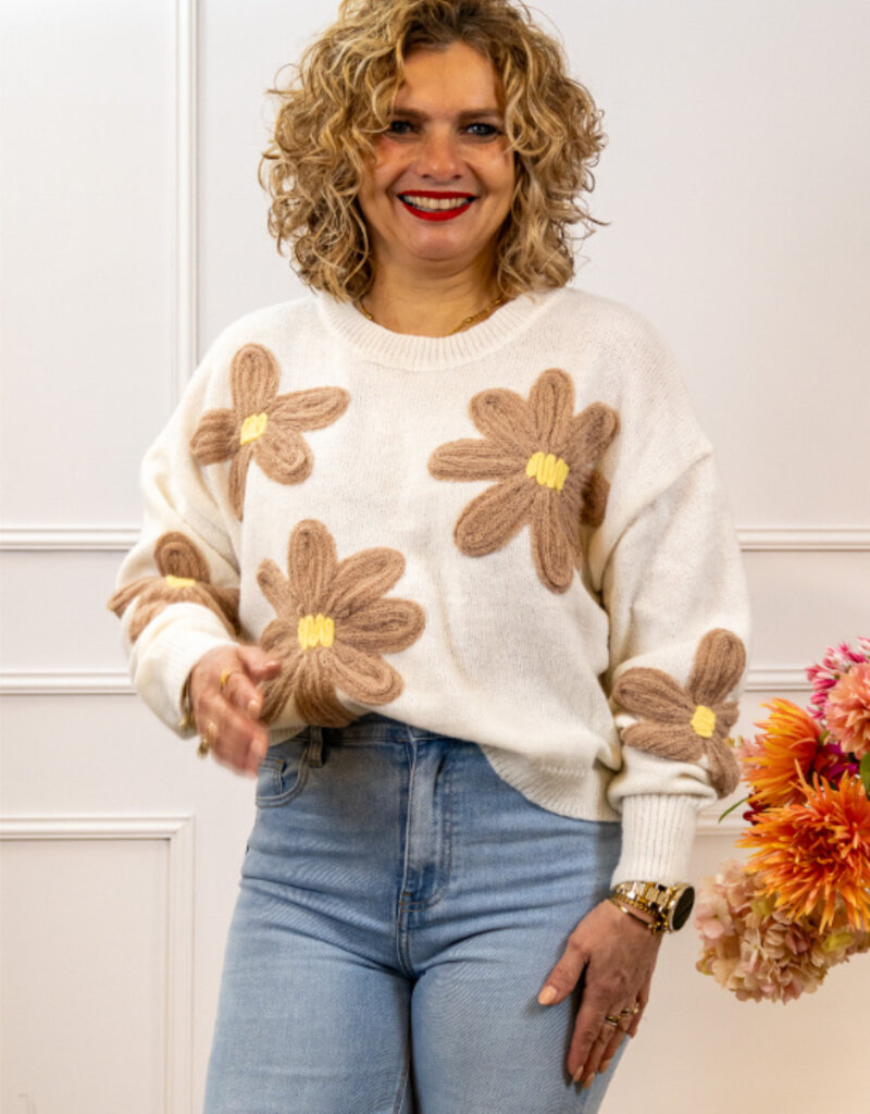 Luzabelle Camel flower knit