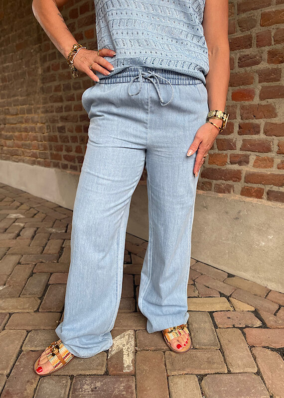 penny loose pants light blue denim