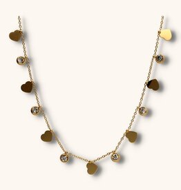 J&J Ketting met strass steentjes en hartjes