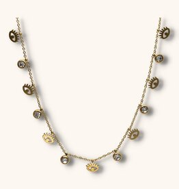 J&J Ketting met strass steentjes en oogjes