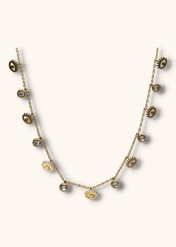 J&J Ketting met strass steentjes en oogjes