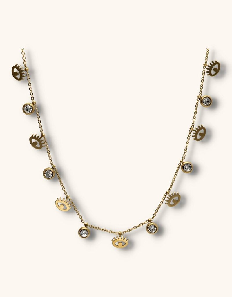 J&J Ketting met strass steentjes en oogjes
