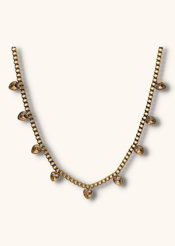 J&J Ketting met strass hartjes