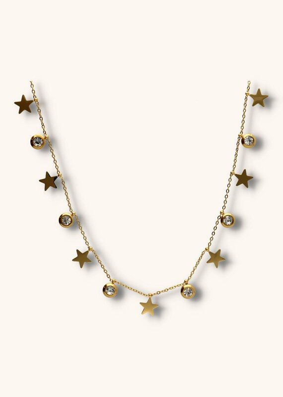 J&J Ketting met strass steentjes en sterretjes