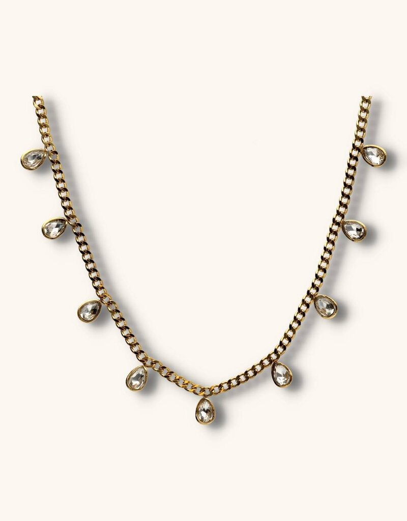 J&J Ketting met strass druppels