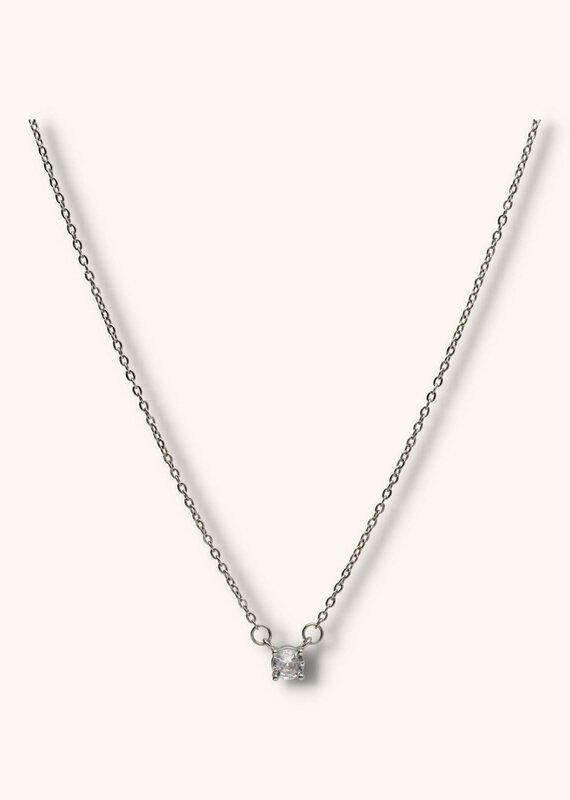 J&J Ketting zilver met diamantje