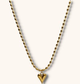 J&J Bold heart ketting goud