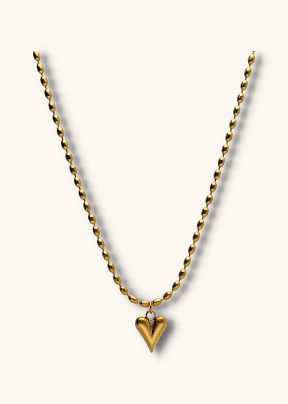 J&J Bold heart ketting goud