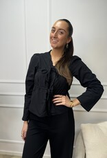 pieces abiha l/s v neck top black