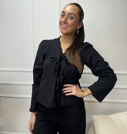 pieces abiha l/s v neck top black