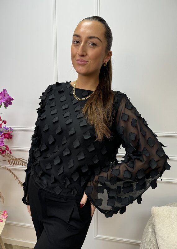 pieces ivan l/s o-neck top black