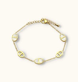 J&J Double d armbandje met parelmoer