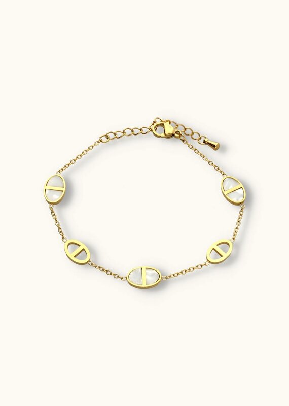 J&J Double d armbandje met parelmoer