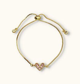 J&J Strass hartjes armband roze