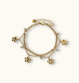 J&J Flower armbandje met strass bedeltjes