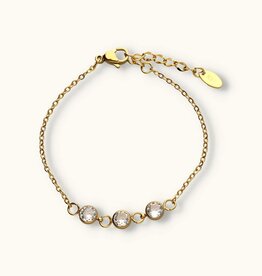 J&J Armbandje met strass 3 bedeltjes