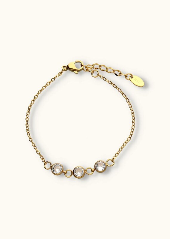 J&J Armbandje met strass 3 bedeltjes