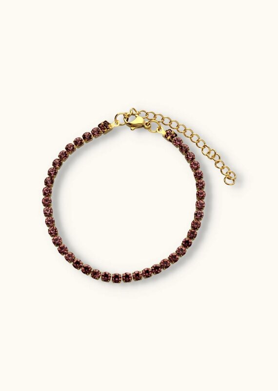 J&J Strass chain armbandje lila