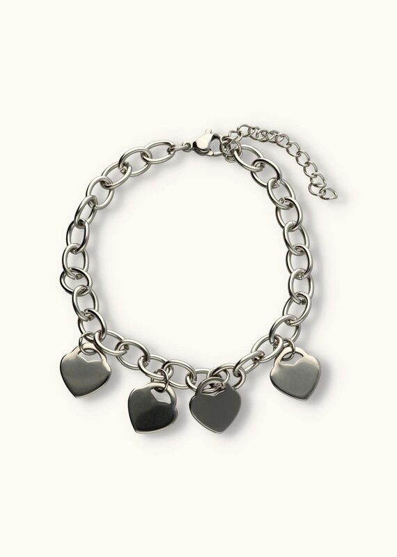 J&J 4 hartjes chain armband zilver