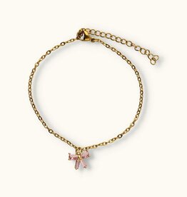 J&J Strikje armband met roze strass