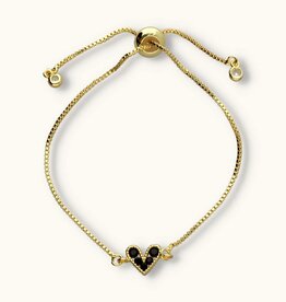 J&J Strass hartjes armband zwart