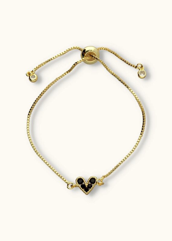 J&J Strass hartjes armband zwart