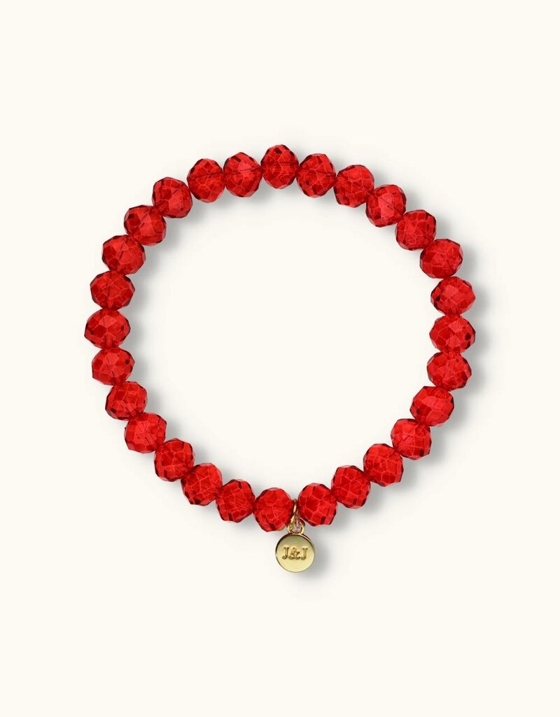 J&J Crystal armband vurig rood helder