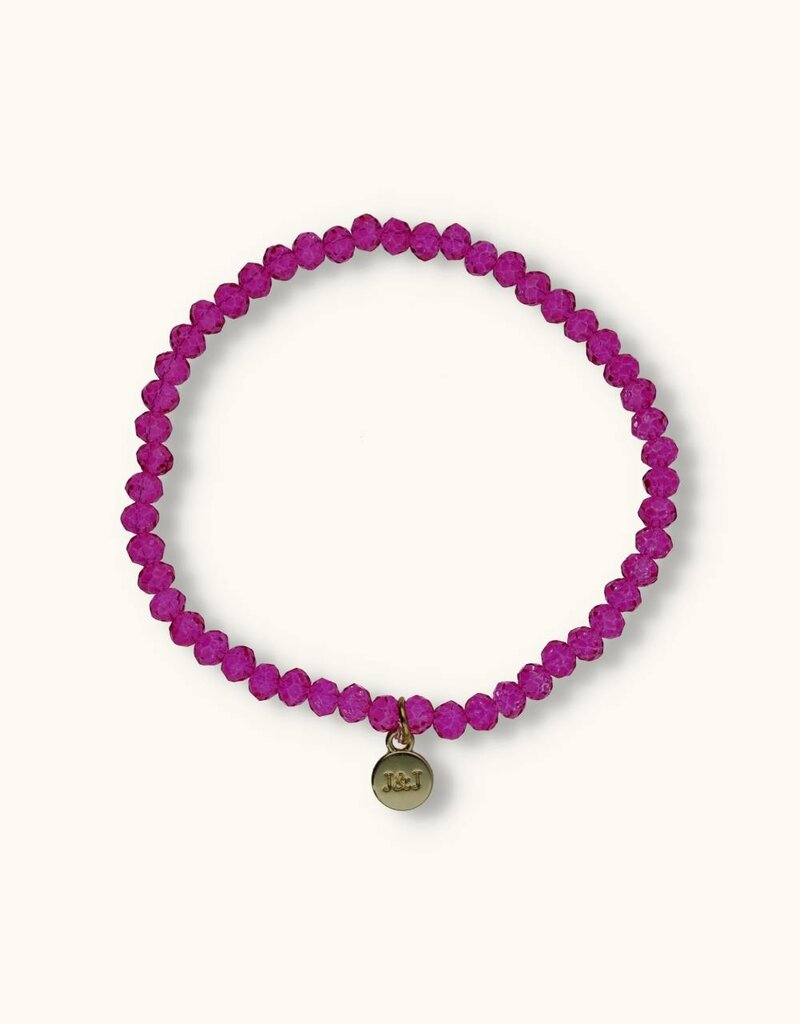 J&J Crystal armband flower fuchsia