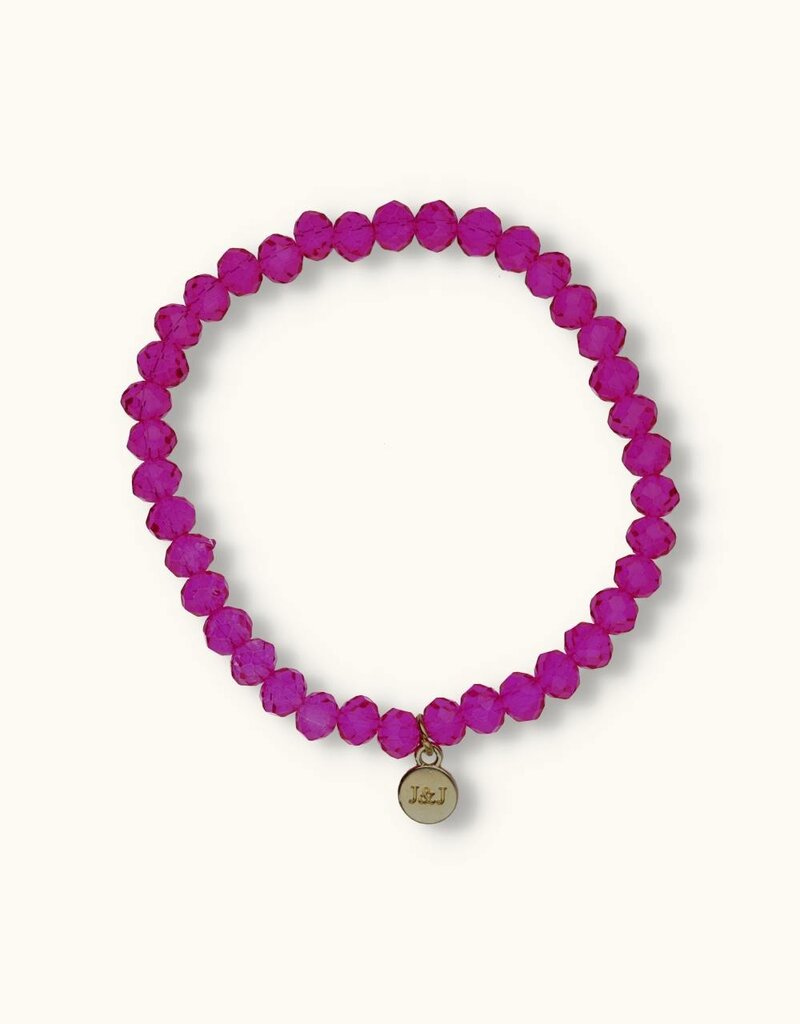 J&J Crystal armband flower fuchsia