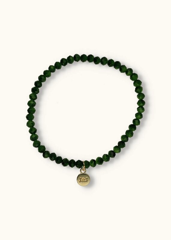 J&J Crystal armband mos green 8mm dikte