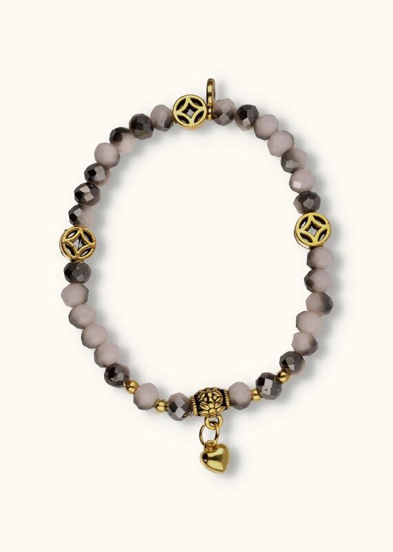 J&J Crystal armband heart white/grey