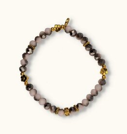 J&J Crystal armband flower white/grey