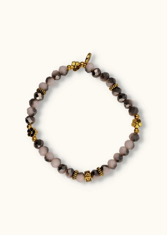 J&J Crystal armband flower white/grey