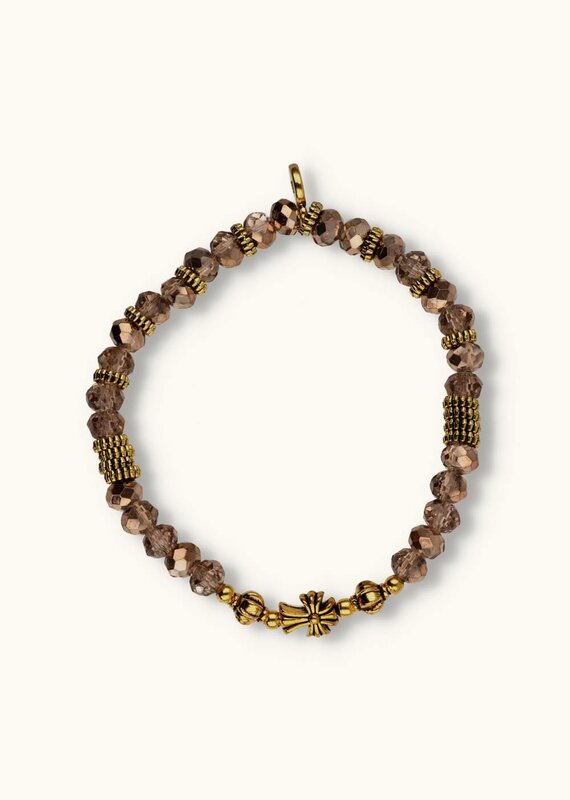J&J Crystal armband cross mauve